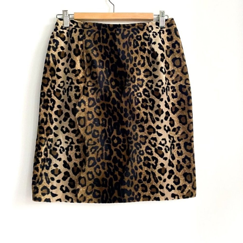Vintage Mia Animal Print Furry Texture Mini  Pencil Skirt 8